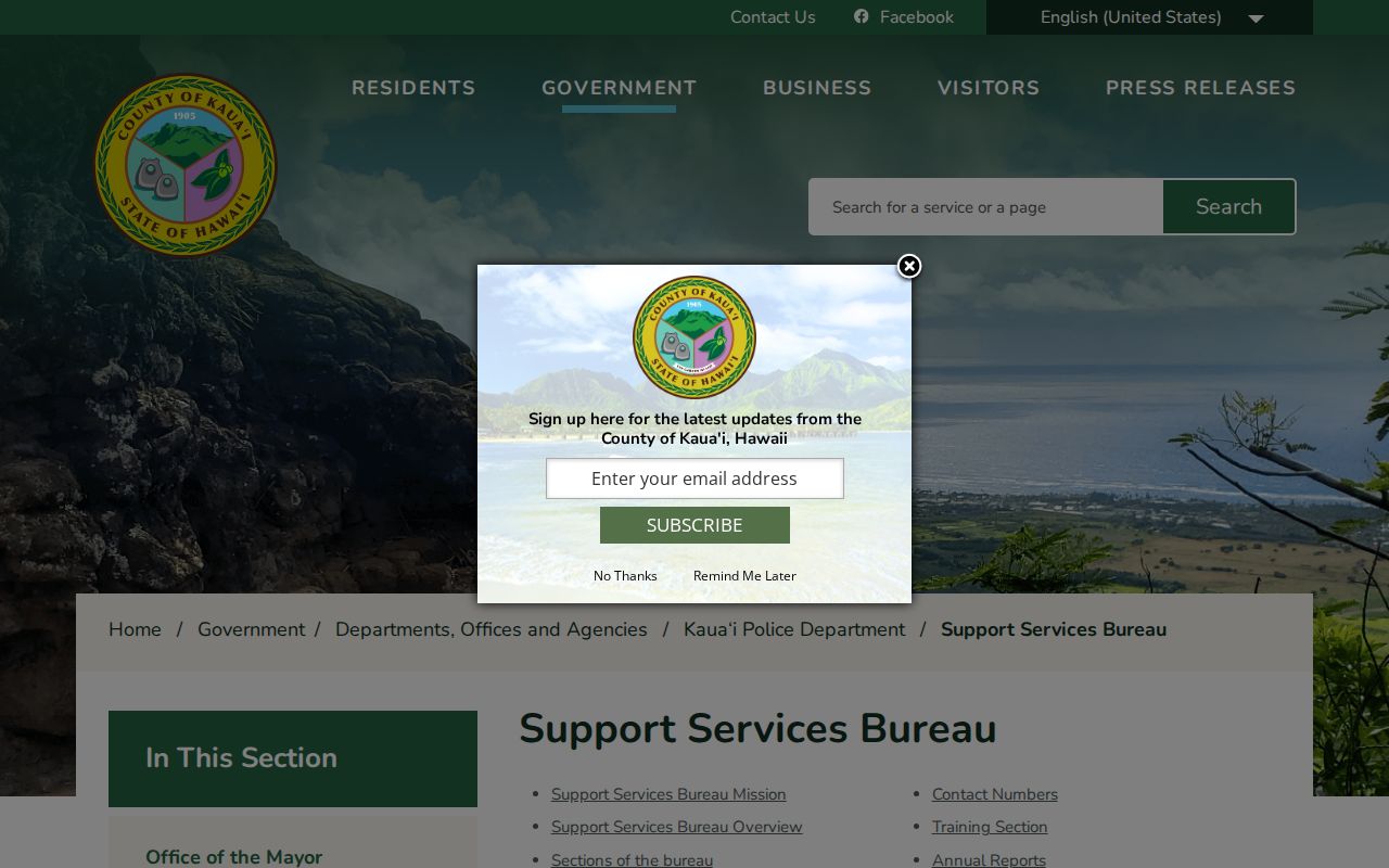Kauaʻi County arrest records within KPD support services