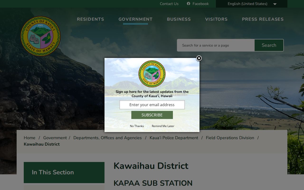 Kapaʻa criminal records and Kawaihau District police coverage