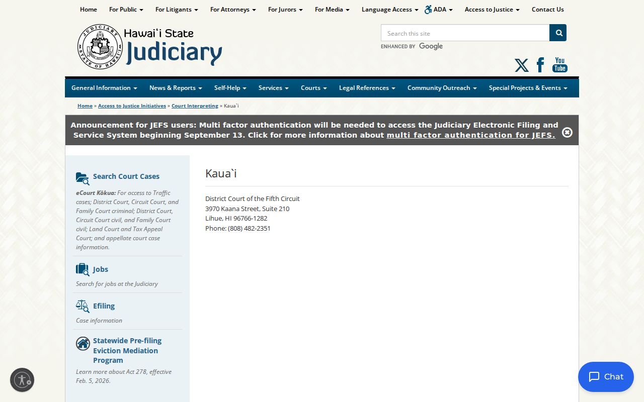 Līhuʻe court records and Fifth Circuit language services