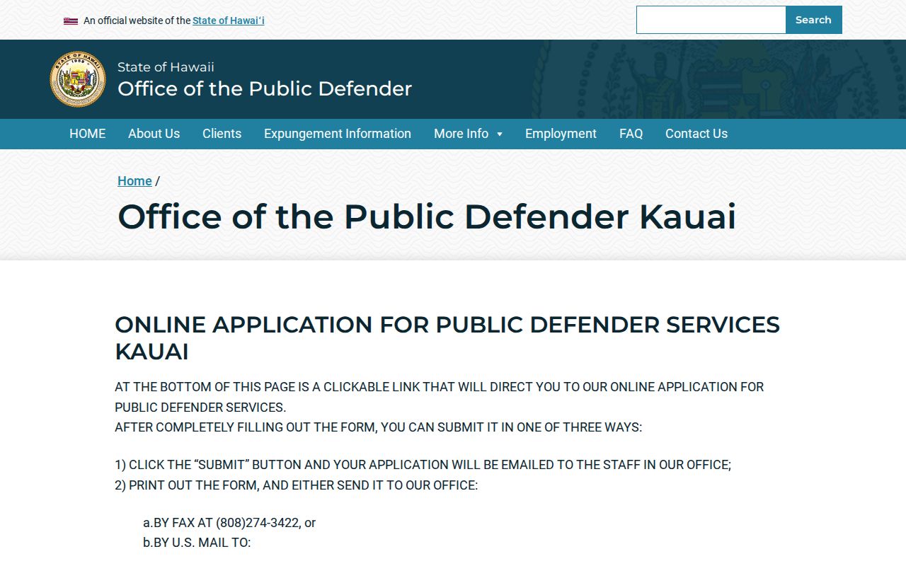 Līhuʻe criminal case Public Defender office