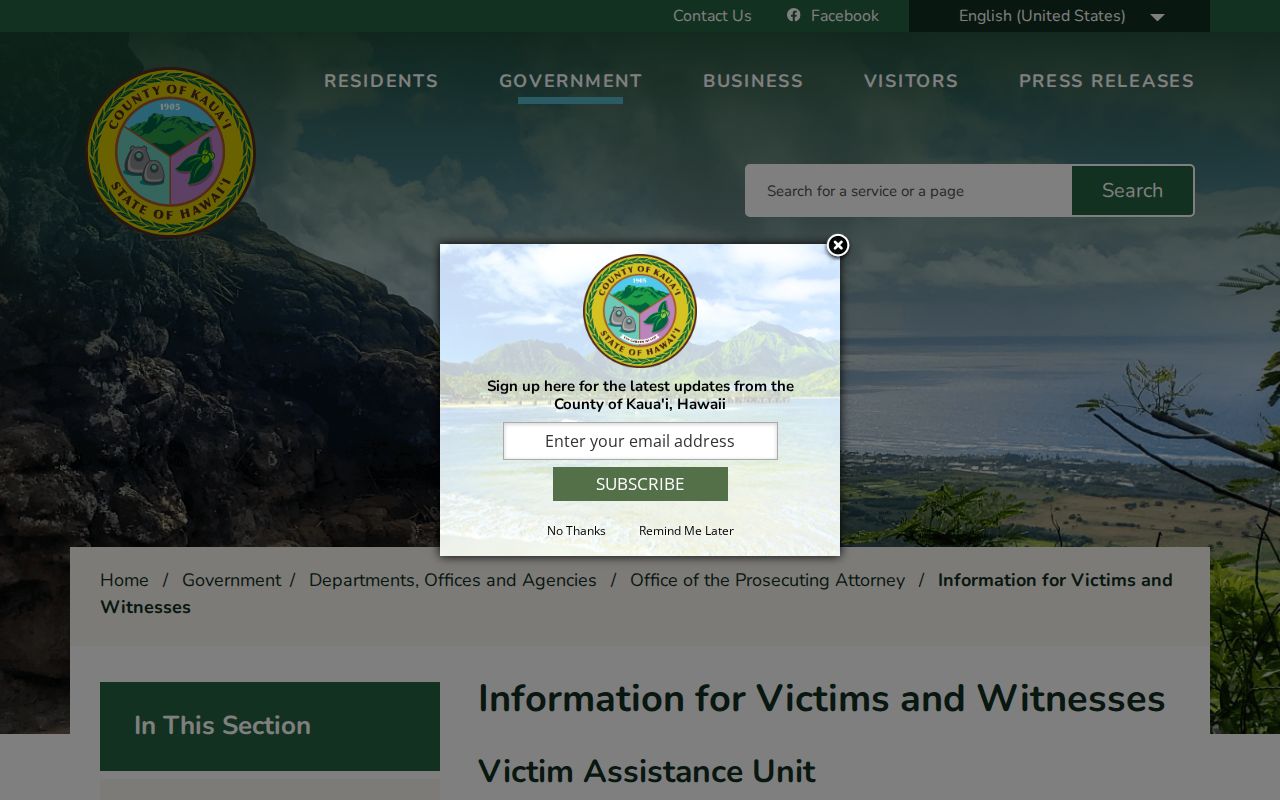 Līhuʻe criminal case victim and witness resources